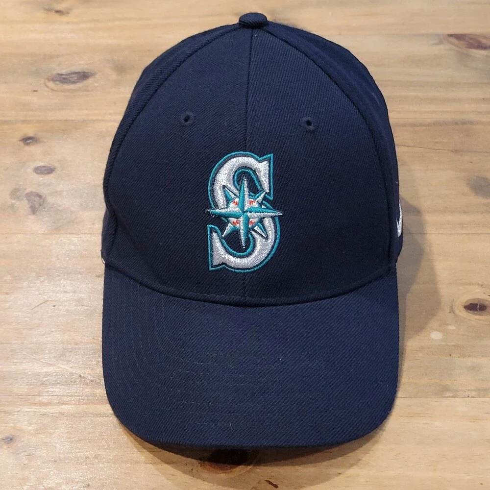 Vintage Seattle Mariners Nike Team Hat Strap Back Blue One Size Wool Blend